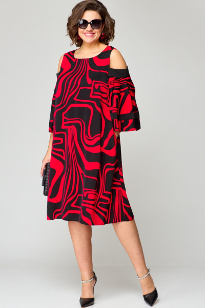 Платье EVA GRANT 7145 красный_принт - фото 5