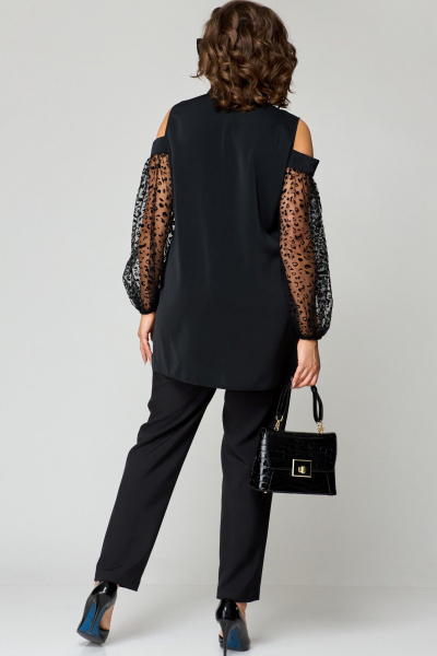 Блуза EVA GRANT 7245-1 черный+кружево - фото 3