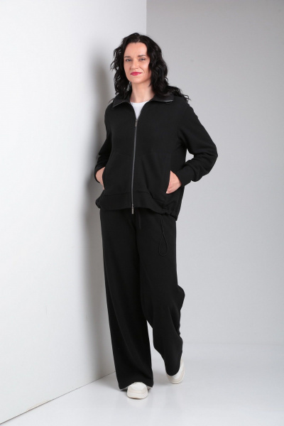 Спортивный комплект из джемпера и брюк в стиле кэжуал Ma Vie М651 черный - фото 8