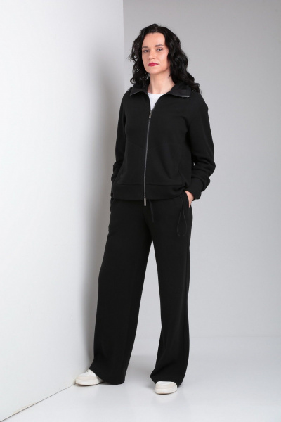 Спортивный комплект из джемпера и брюк в стиле кэжуал Ma Vie М651 черный - фото 7