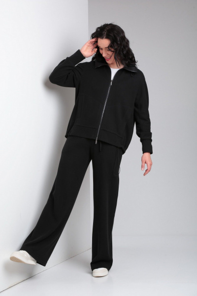 Спортивный комплект из джемпера и брюк в стиле кэжуал Ma Vie М651 черный - фото 4