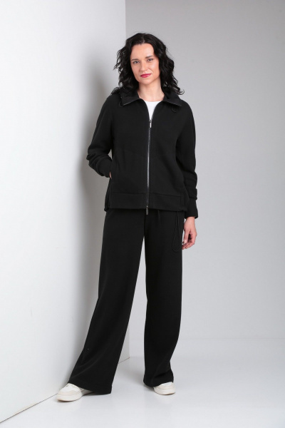 Спортивный комплект из джемпера и брюк в стиле кэжуал Ma Vie М651 черный - фото 1