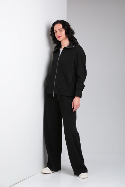 Спортивный комплект из джемпера и брюк в стиле кэжуал Ma Vie М651 черный - фото 6