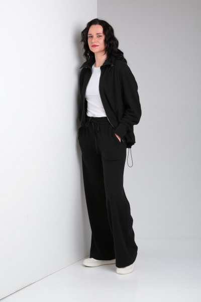 Спортивный комплект из джемпера и брюк в стиле кэжуал Ma Vie М651 черный - фото 5