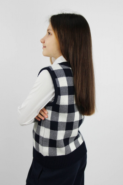 Жилет вязаный демисезонный деловой и на каждый день Полесье С9738-22 2С5076-Д43 158,164 т.синий - фото 3