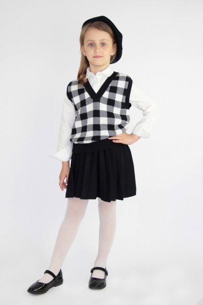 Жилет вязаный демисезонный деловой и на каждый день Полесье С9738-22 2С5075-Д43 146,152 черный_антрацит - фото 1