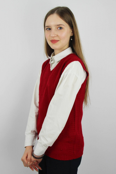 Трикотажный жилет прямого силуэта для делового образа Полесье С9244-18 9С8518-Д43 158,164 вишневый - фото 2