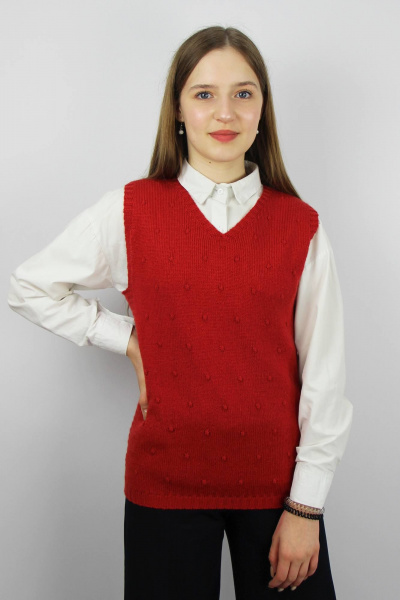 Жилет из трикотажа прямого кроя для делового стиля Полесье С9244-18 9С8518-Д43 152,158 красный_минерал - фото 1