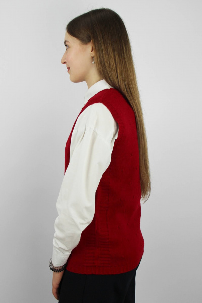 Жилет прямого силуэта из трикотажа для делового образа Полесье С9244-18 9С8518-Д43 152,158 вишневый - фото 3