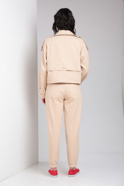 Костюм трэнч оверсайз и брюки зауженные для повседневного стиля Ma Vie М662 бежевый - фото 13
