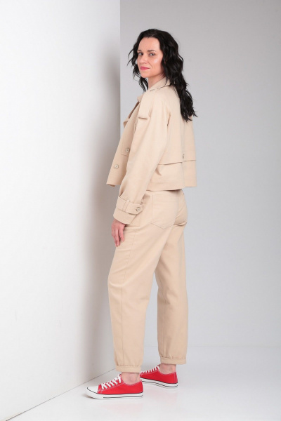 Брюки свободного кроя из джинсовой ткани с карманами Ma Vie М662-2 бежевый - фото 9
