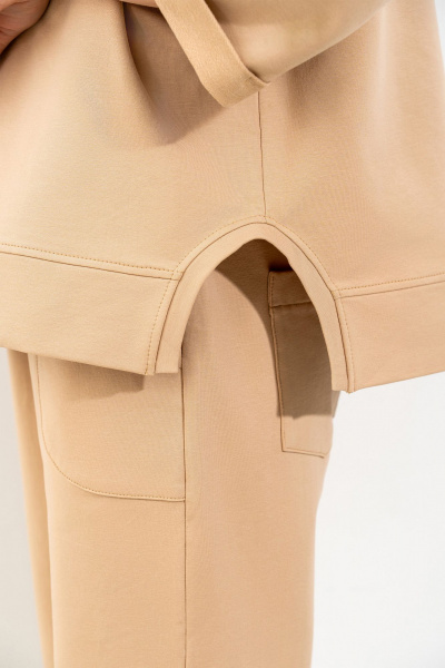 Бежевый костюм с свитшотом и брюками из трикотажа Luna 156 горчица - фото 10