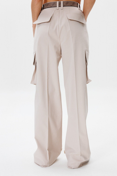 Карго брюки с накладными карманами в стиле повседневного комфорта FAMA F04-0203S бежевый - фото 8