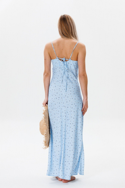 Голубой летний сарафан свободного кроя из вискозы FAMA F09-03В голубой_с_ цветами - фото 9