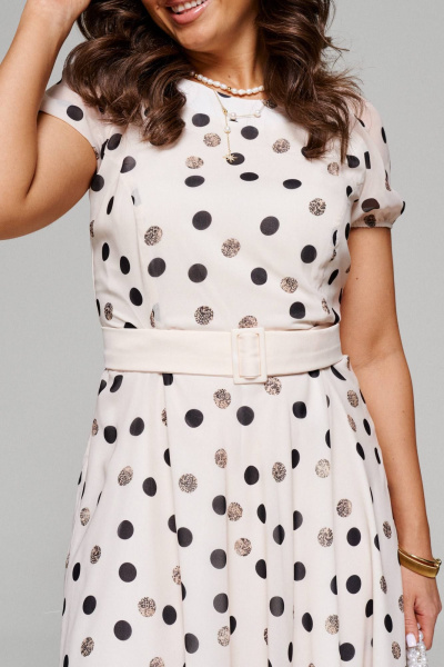 Жакет, платье Beautiful&Free 6157 шампань+горох - фото 10