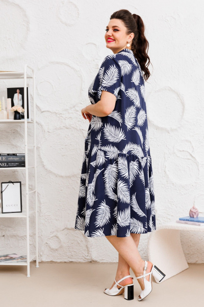 Платье на каждый день с фигурами и карманами, за колено Romanovich Style 1-2526 сине-белый - фото 7