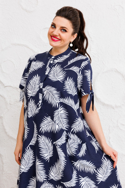 Платье на каждый день с фигурами и карманами, за колено Romanovich Style 1-2526 сине-белый - фото 6
