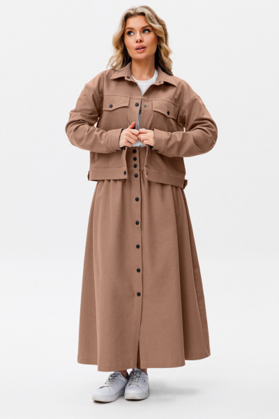 Костюм жакет и юбка на кнопках свободный и А-силуэт лето Ambera Style 2065С - фото 1