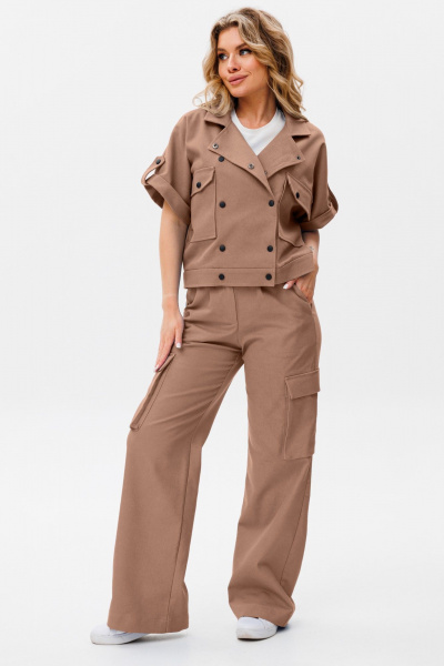 Брюки и жакет прямого силуэта из джинса летний комплект Ambera Style 2067С - фото 1