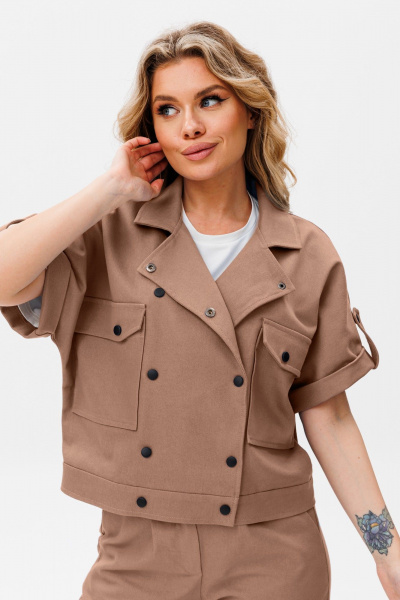 Брюки и жакет прямого силуэта из джинса летний комплект Ambera Style 2067С - фото 2