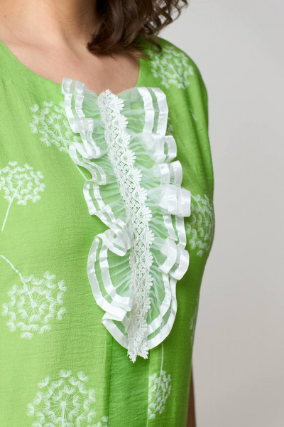 Зеленое платье свободного силуэта с карманами из текстиля Solomeya Lux 951а - фото 9