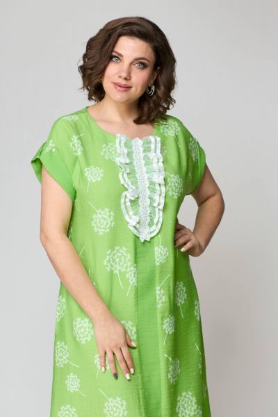 Зеленое платье свободного силуэта с карманами из текстиля Solomeya Lux 951а - фото 8