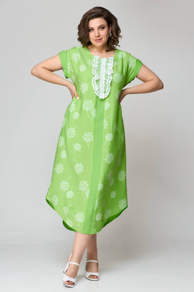 Зеленое платье свободного силуэта с карманами из текстиля Solomeya Lux 951а - фото 7