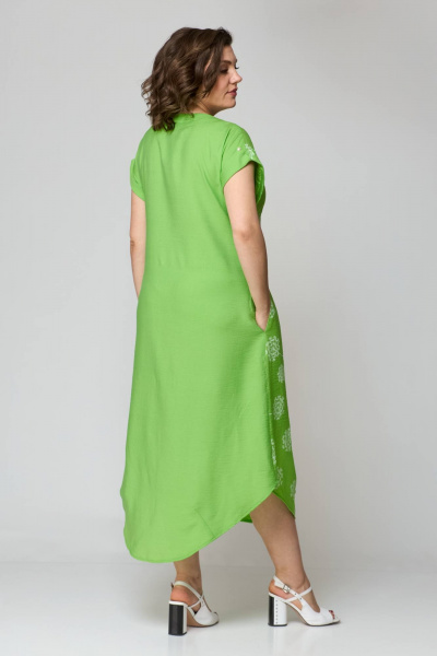 Зеленое платье свободного силуэта с карманами из текстиля Solomeya Lux 951а - фото 2