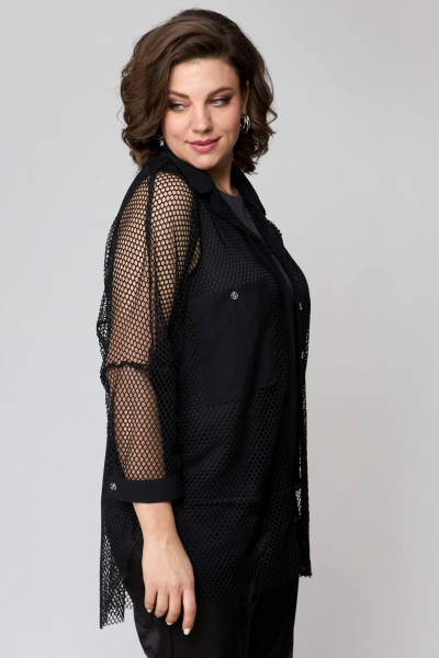 Брюки, рубашка и топ из текстиля с резинкой и молнией лето Solomeya Lux 854A черный - фото 11