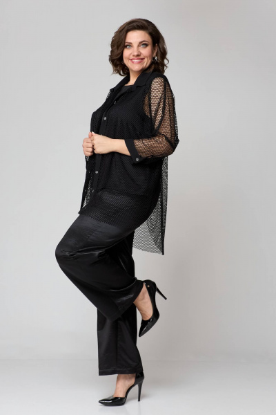 Брюки, рубашка и топ из текстиля с резинкой и молнией лето Solomeya Lux 854A черный - фото 10