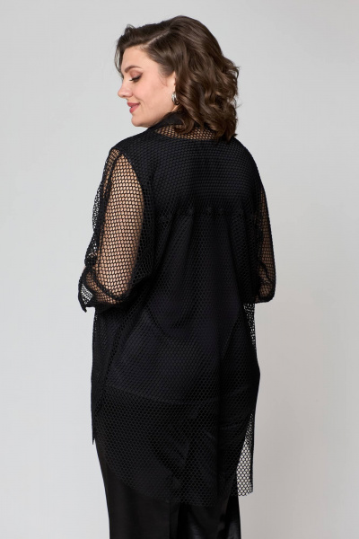 Брюки, рубашка и топ из текстиля с резинкой и молнией лето Solomeya Lux 854A черный - фото 4