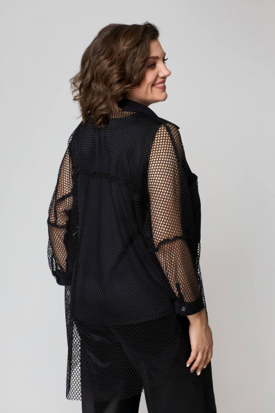 Брюки, рубашка и топ из текстиля с резинкой и молнией лето Solomeya Lux 854A черный - фото 3