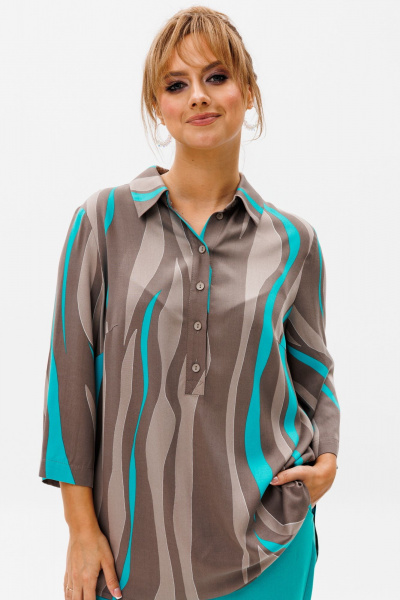 Летний комплект блуза и брюки из льна с принтом Mubliz 177 - фото 24