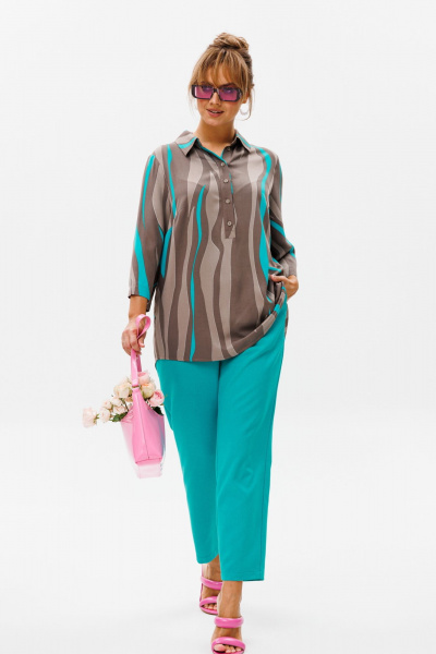 Летний комплект блуза и брюки из льна с принтом Mubliz 177 - фото 20