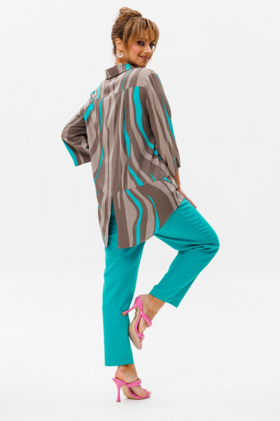 Летний комплект блуза и брюки из льна с принтом Mubliz 177 - фото 14