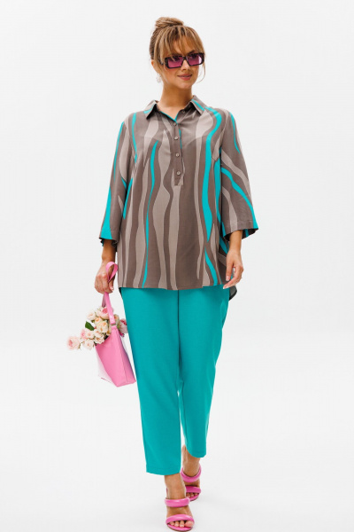 Летний комплект блуза и брюки из льна с принтом Mubliz 177 - фото 13