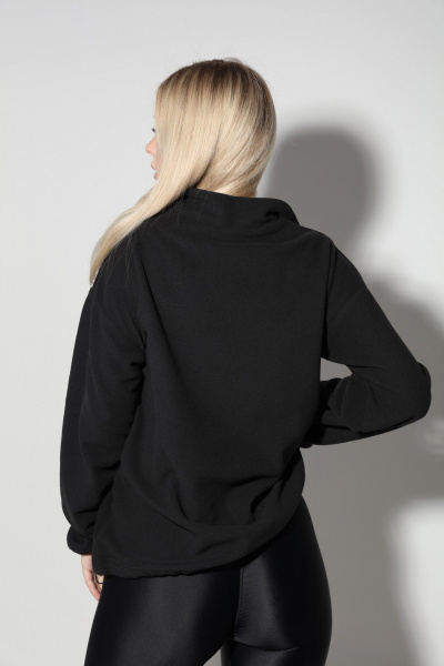 Демисезонный флисовый джемпер оверсайз с молнией LM М34 чёрный - фото 8