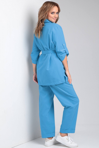 Рубашка с вышивкой и поясом из хлопкового текстиля Viola Style 1185 - фото 2