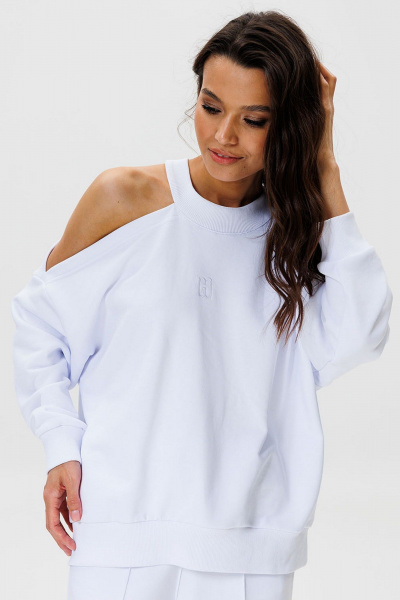 Костюм 2-ка из трикотажа и хлопка с ассиметричным свитшотом GO F3074/01-01. 164-170 - фото 2