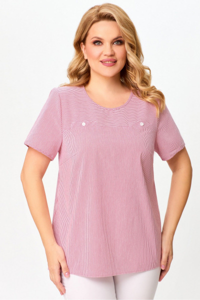 Блуза с коротким рукавом из текстиля для летнего гардероба DaLi 4228 бело_красный - фото 2