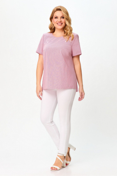 Блуза с коротким рукавом из текстиля для летнего гардероба DaLi 4228 бело_красный - фото 1