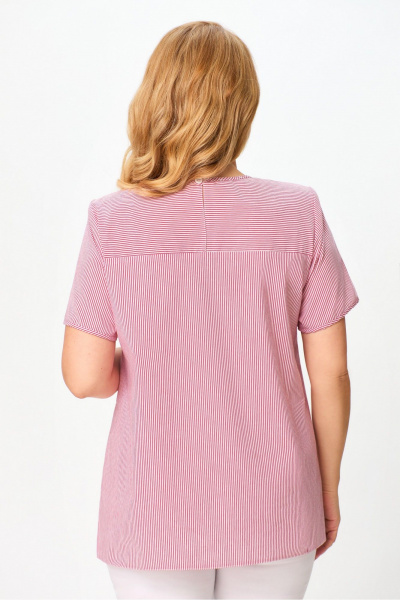 Блуза с коротким рукавом из текстиля для летнего гардероба DaLi 4228 бело_красный - фото 5