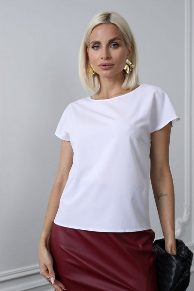 Классическая белая женская блузка из текстиля для круглый год MIRSINA FASHION 1618 белый - фото 1