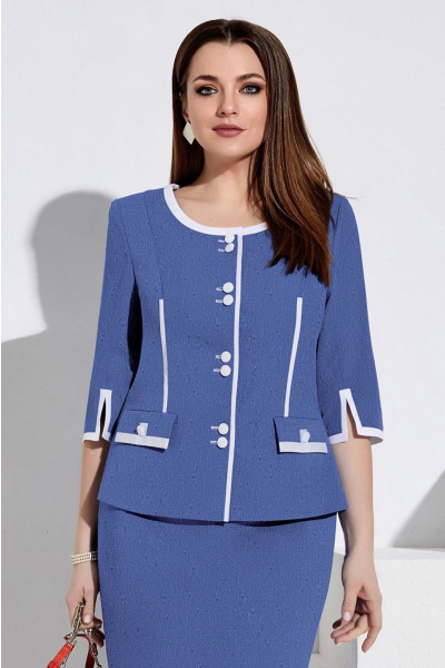 Жакет, юбка Lissana 3967 джинс+белый - фото 3