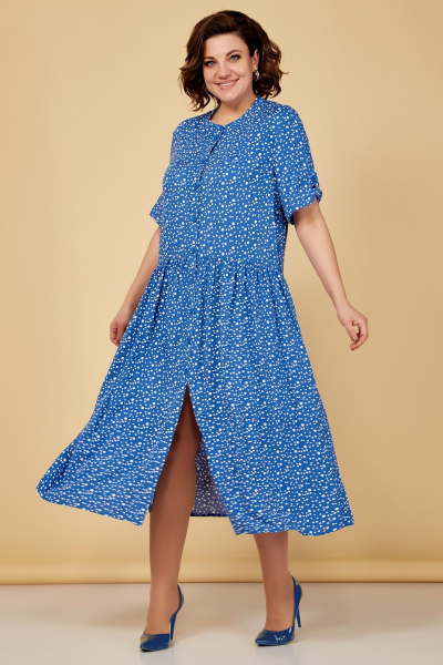Летнее платье расширенный силуэт короткий рукав Медея и К 2208 василек - фото 6