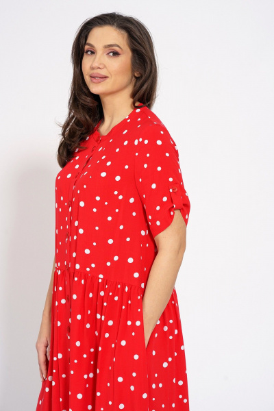 Летнее платье расклешенное с коротким рукавом Медея и К 2208 красный - фото 5