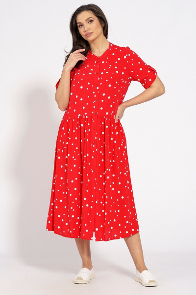 Летнее платье расклешенное с коротким рукавом Медея и К 2208 красный - фото 4