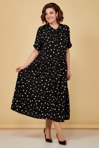 Летнее платье с расширенным низом короткий рукав Медея и К 2208 черный - фото 4