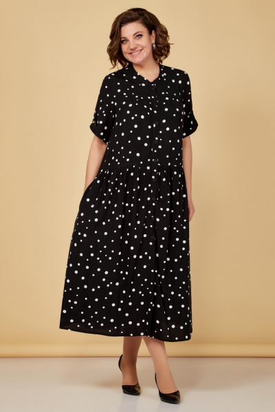 Летнее платье с расширенным низом короткий рукав Медея и К 2208 черный - фото 3
