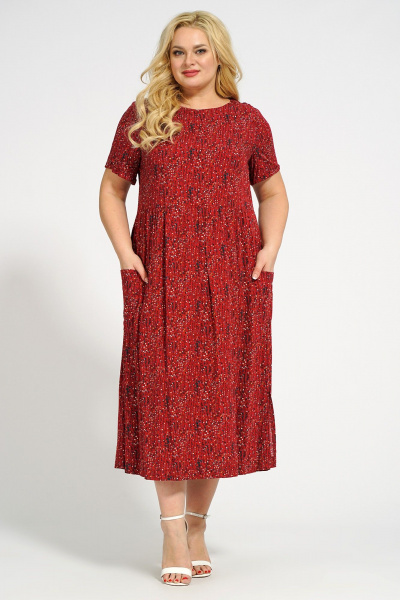 Летное платье мультиколор короткий рукав Медея и К 2237 вишневый - фото 4